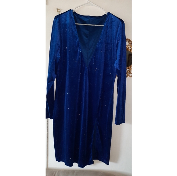 Navy Blue Velvet Dress 2XL - Picture 1 of 4